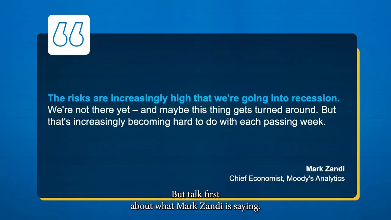 Chart showing recession risk commentary by Mark Zandy