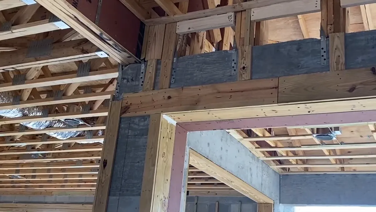Interior view showing prime-grade framing lumber used for walls and openings