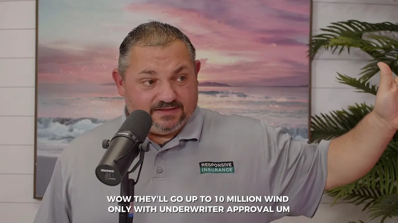 Insurance professional gesturing to illustrate carriers offering up to 10 million wind-only coverage