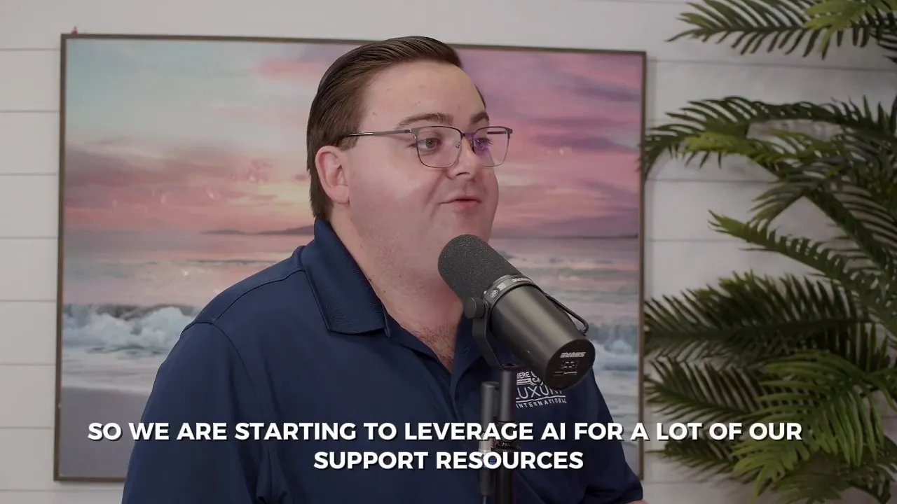 Studio speaker at a microphone with on-screen caption: 