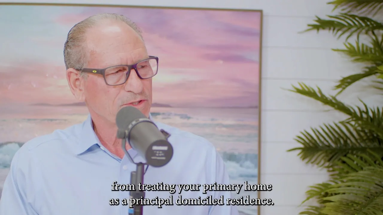 speaker at microphone with subtitle about treating a primary home as a principal domiciled residence
